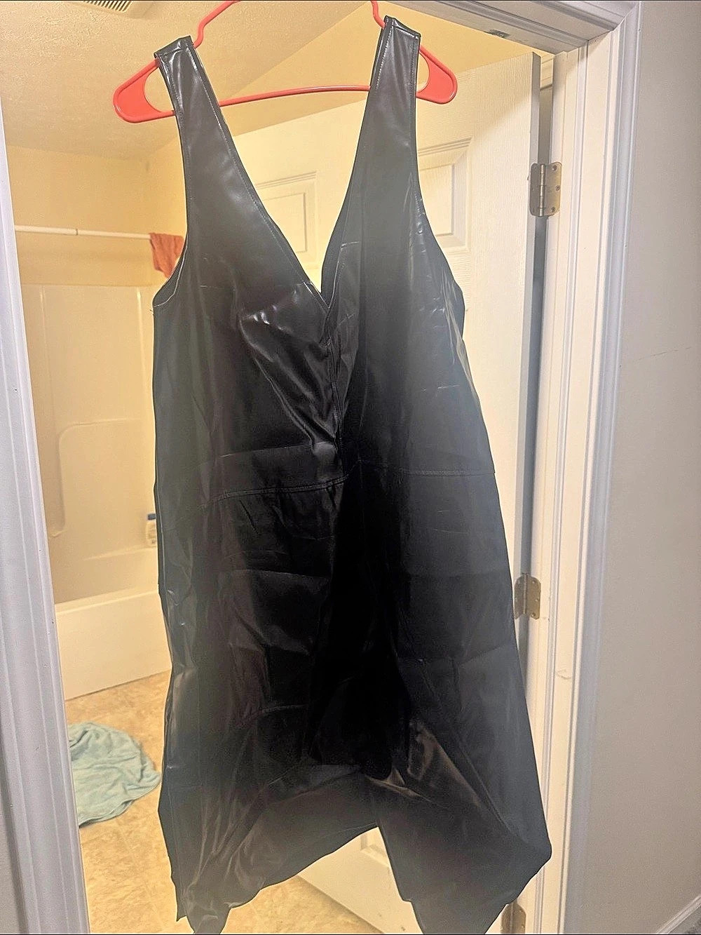 Black faux leather dress